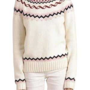 Trovata Patricia Cotton Blend Fair Isle Knit Yoke Crew Neck Sweater, Size S